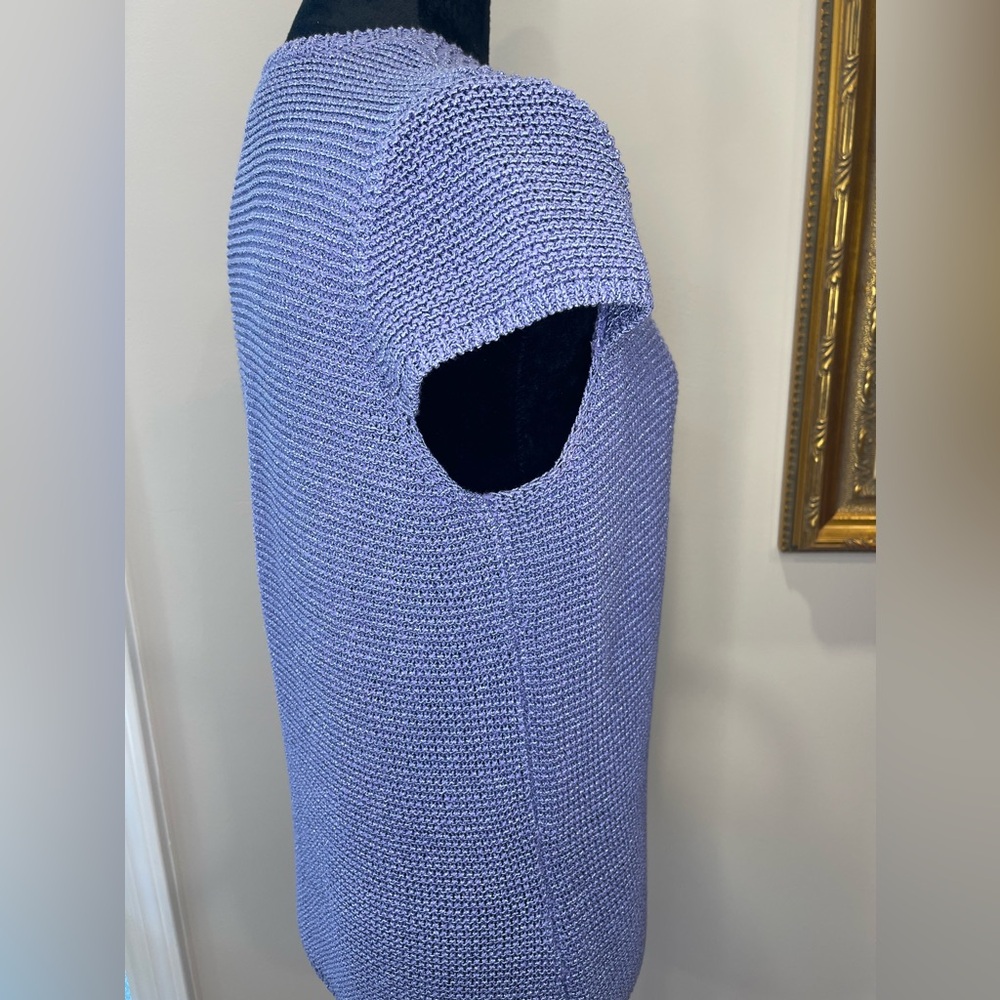 Jones New York cornflower blue deep V one button sweater vest ladies size medium - Picture 5 of 13